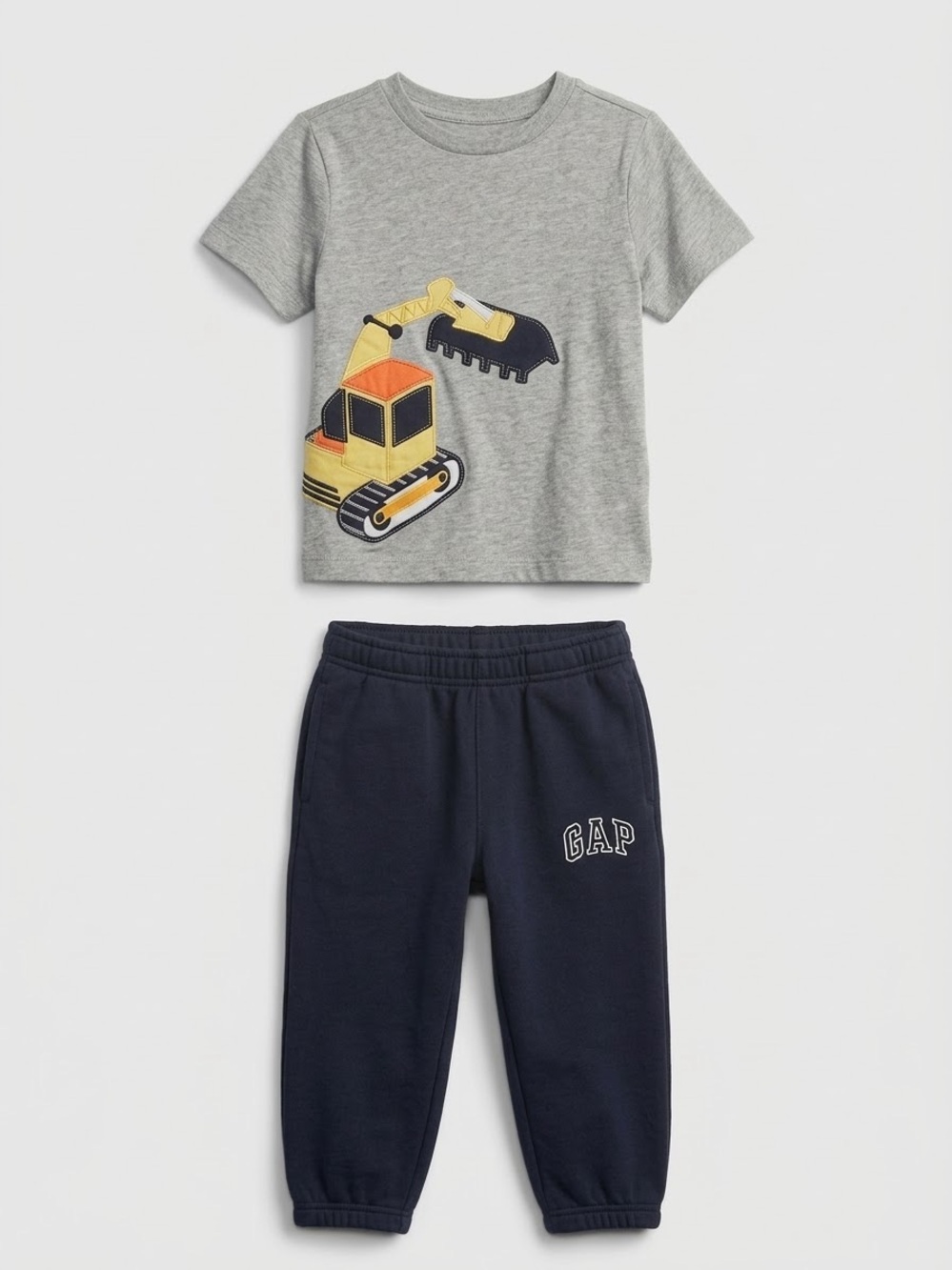 Hanna Andersson Excavator Shirt (Sz 100/4T) & GAP Logo Sweats (Sz 4T) Outfit Set